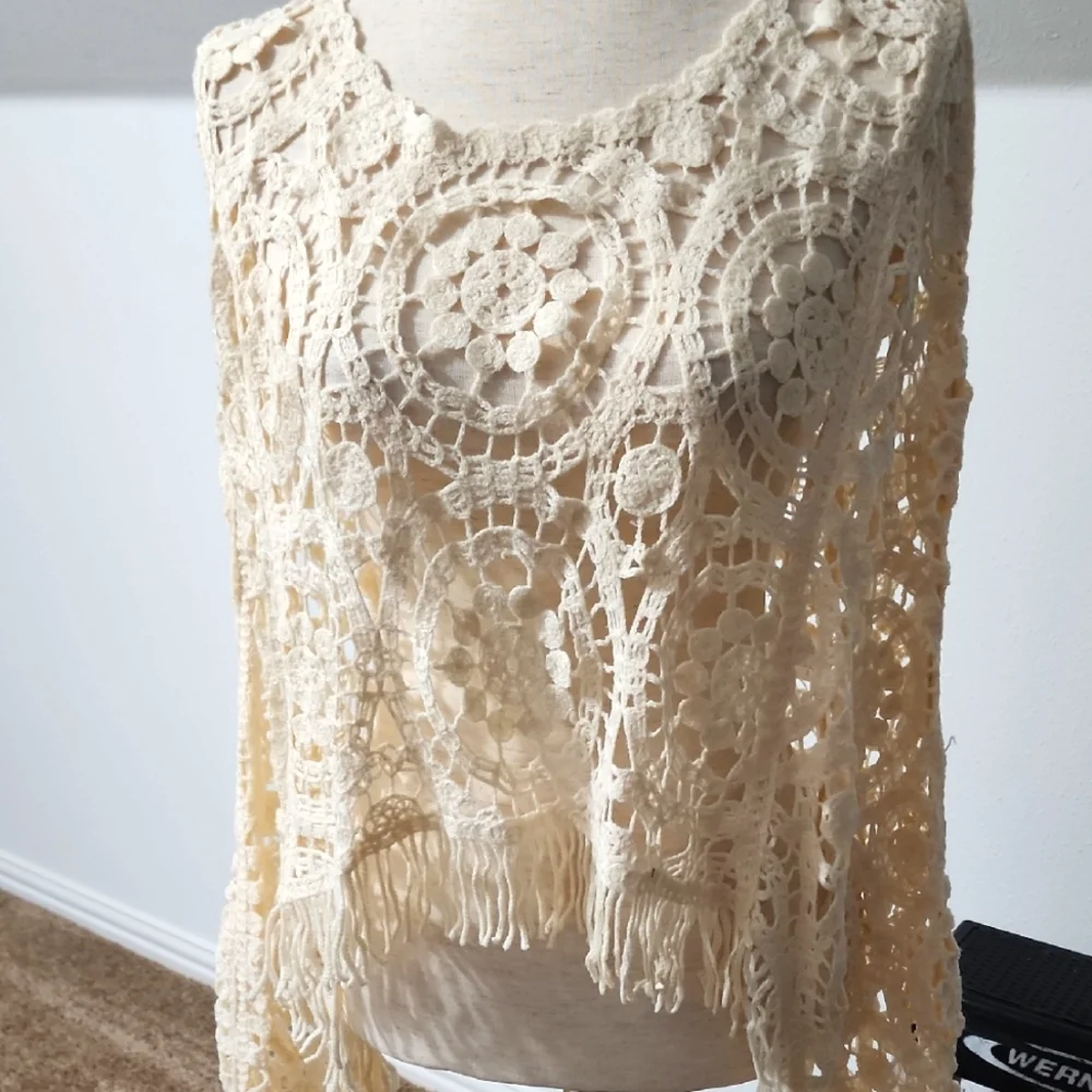 ☀️Bibi Cream Crochet Fringe Bohemian
